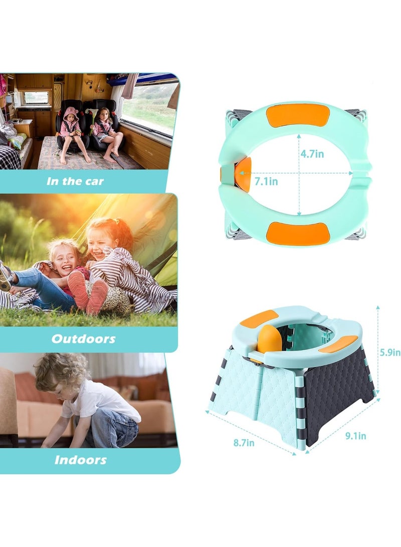 المرحاض المحمول للسفر للأطفال الصغار ، كرسي تدريب المرحاض للأطفال مع حقيبة السفر ، مرحاض تدريب المرحاض للأطفال في الهواء الطلق والداخل سهل التنظيف (الأزرق) ، يتضمن 30 حقيبة استبدال - Image 2